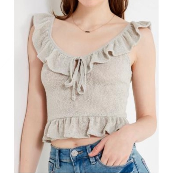 Urban Outfitters Knit Crop Top Beige Size Small